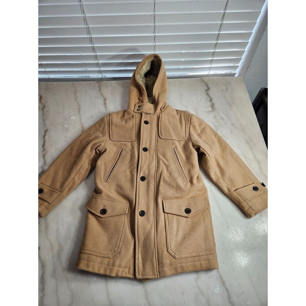 Classic Camel Hooded Winter Coat with Plush Lining for Kids - GapKids M(8)